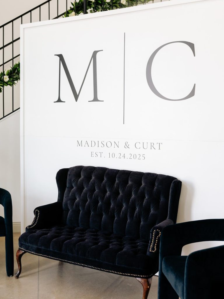 large welcome sign inside venue