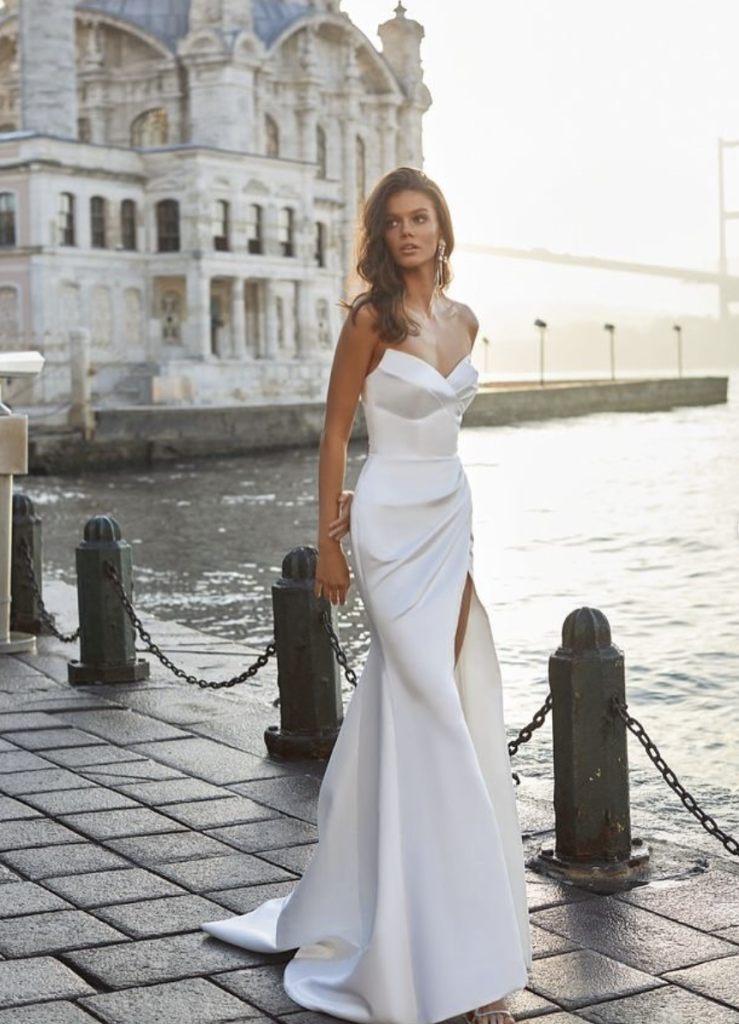 bridal dress by the water