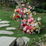 Floral pillar, colorful wedding, summer wedding, garden wedding