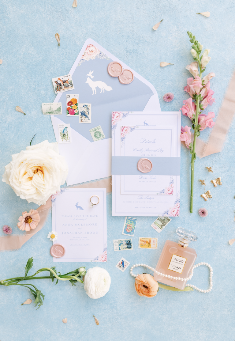 Floral Wedding Suite for a Wedding at the Ledges in Huntsville, Alabama