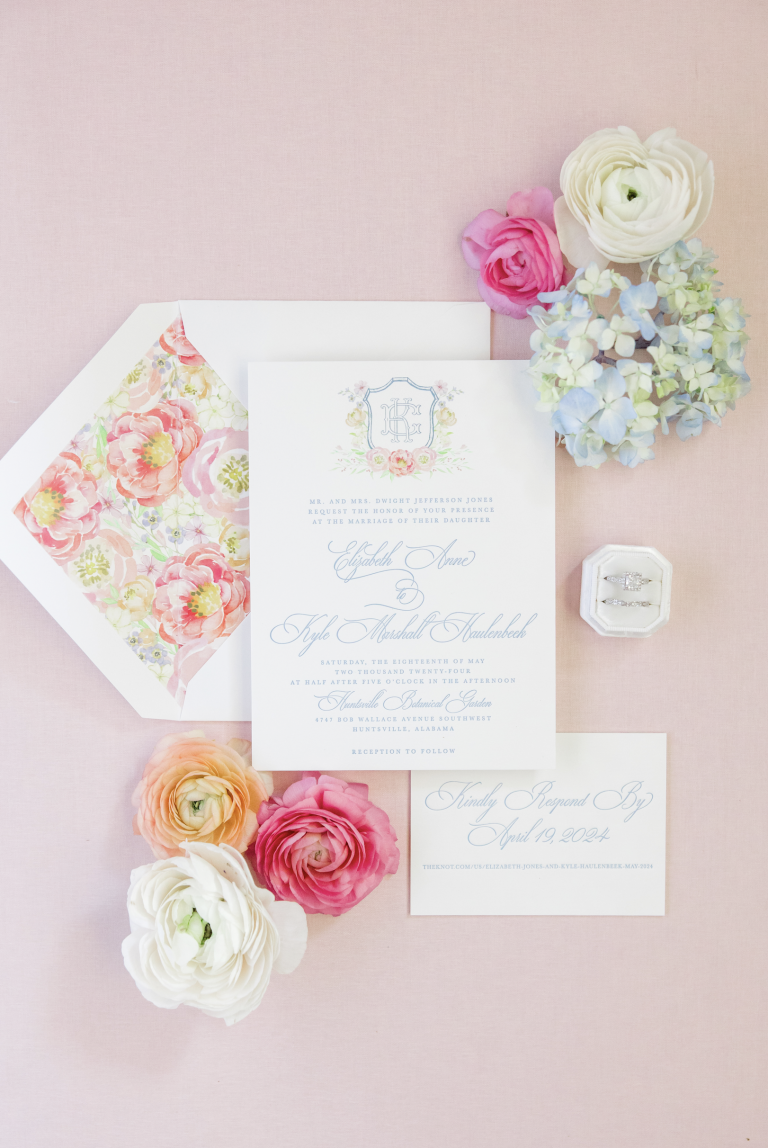 Ledgewood Fine Stationery Suite for Wedding at Huntsville Botanical Garden