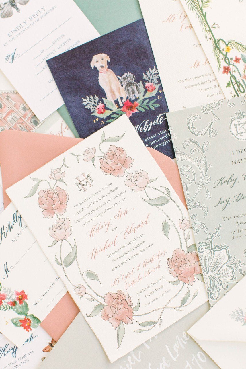 invitations by houston invitation designer half moon lettering