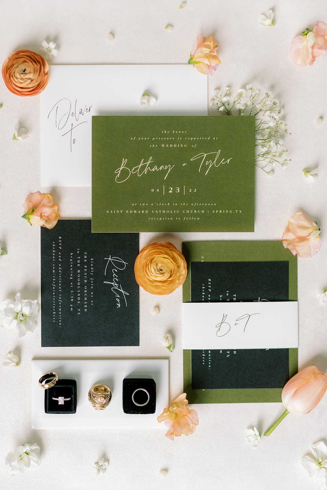 invitation suite green and black