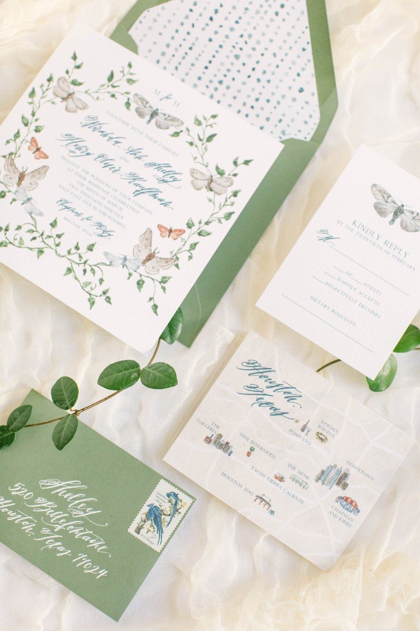 invitations by houston invitation designer half moon lettering