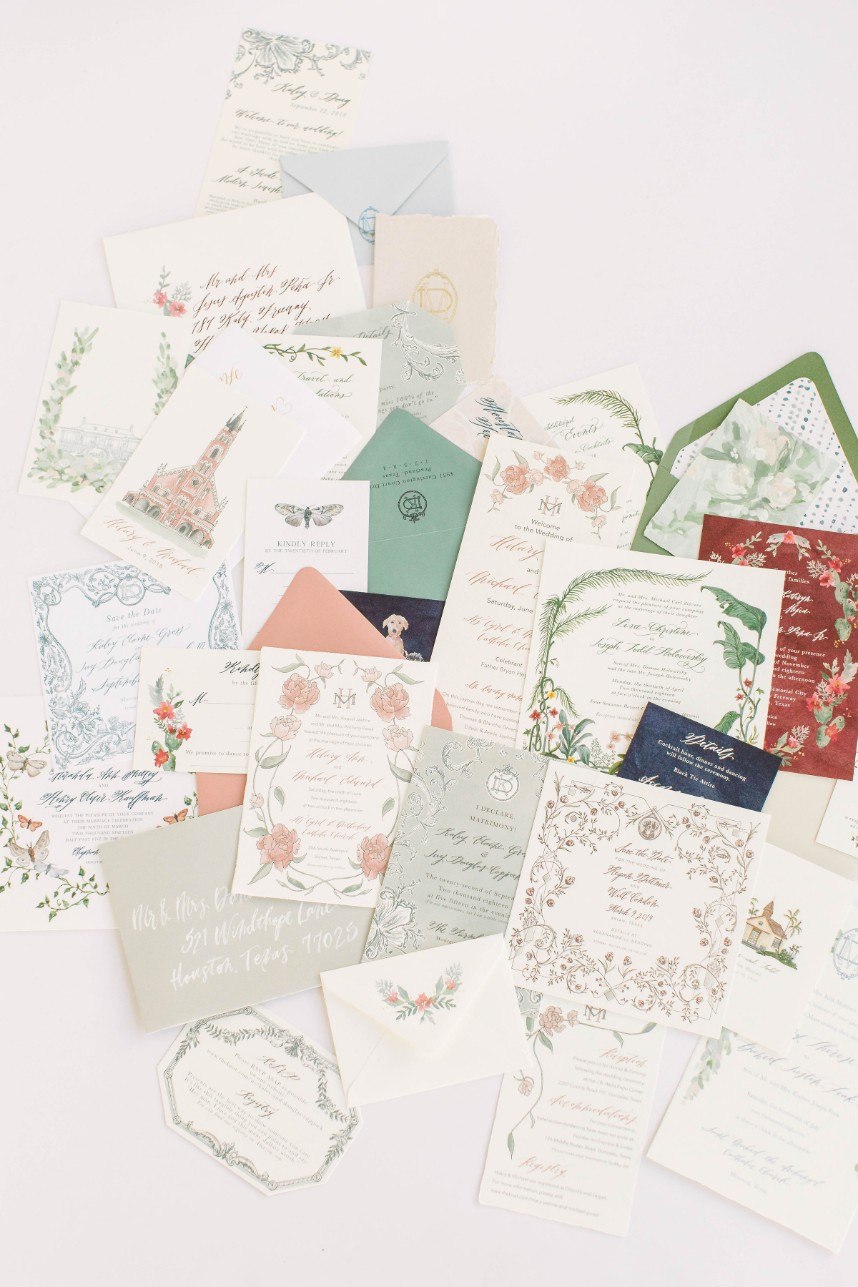 invitations by houston invitation designer half moon lettering