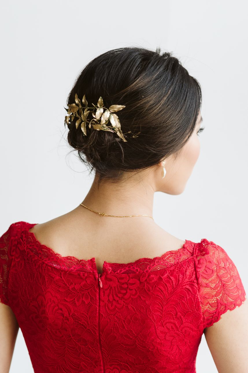 gold leaf hair accessory