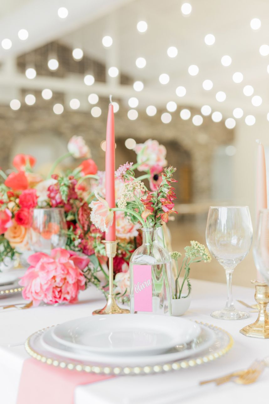 pink wedding place setting