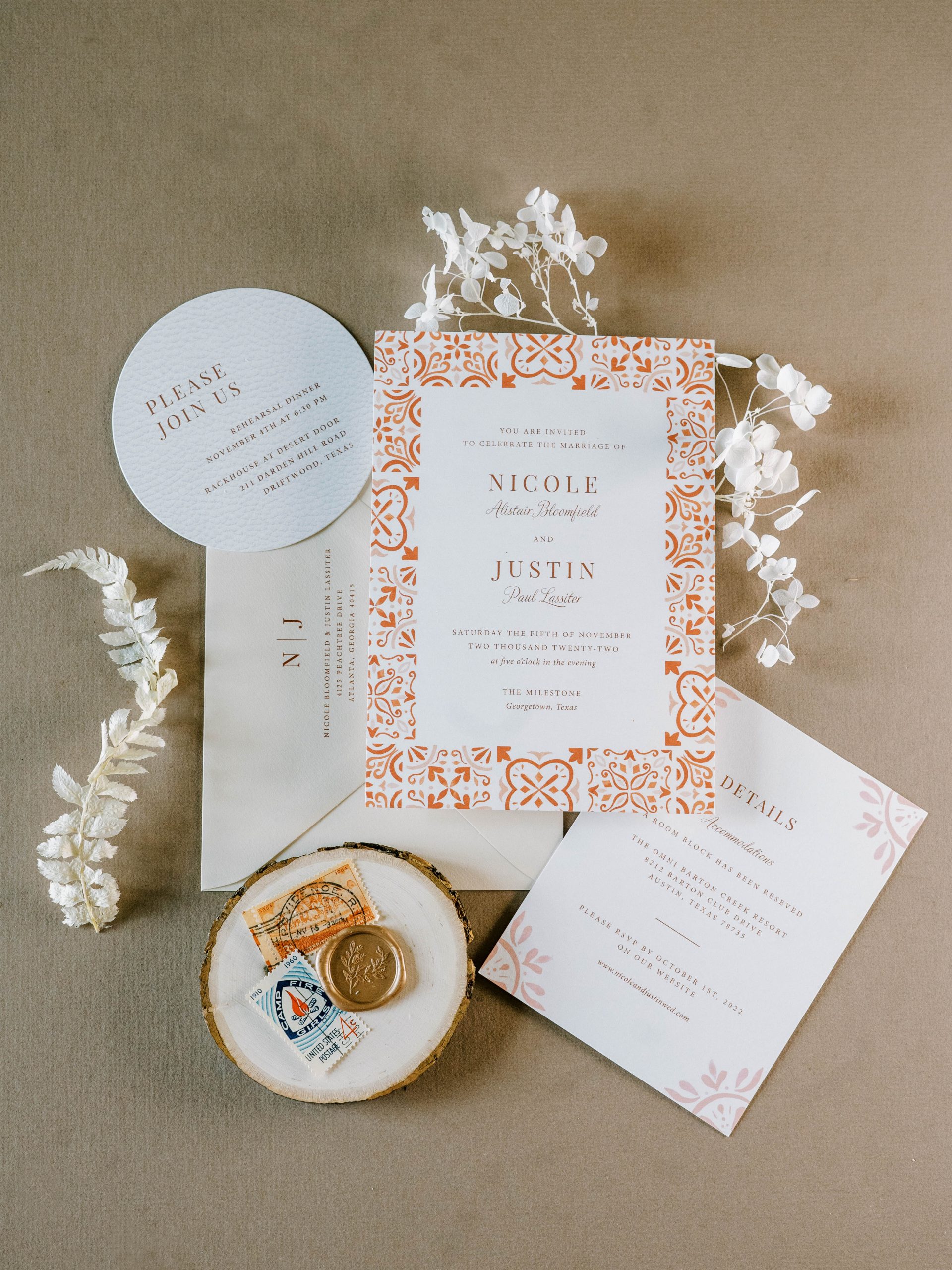 spanish tile wedding invitation