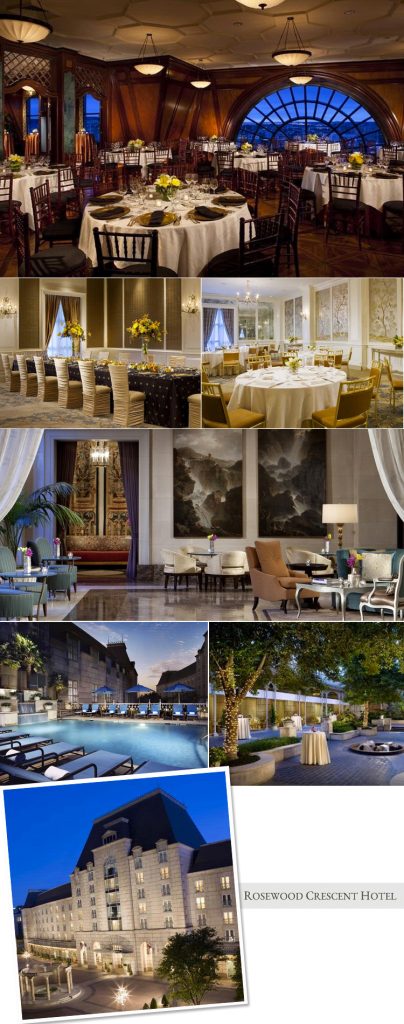 Dallas wedding reception and rehearsal dinner venue the Rosewood Crescent Hotel in Dallas