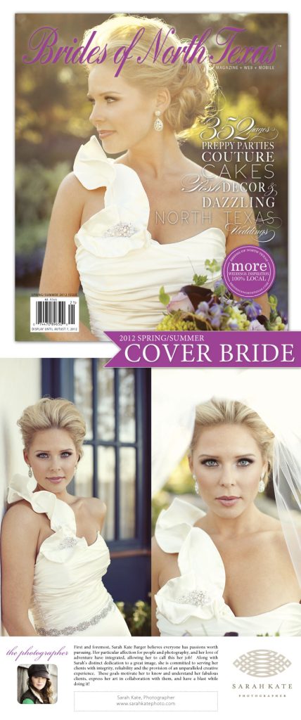 Brides of North Texas cover bride captured by Dallas Fort Worth wedding photographer Sarah Kate Photographer