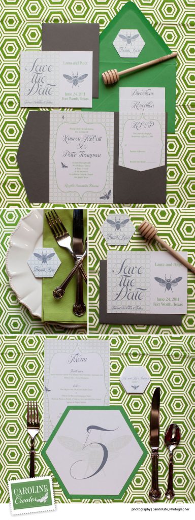 Dallas Fort Worth custom wedding invitations by Caroline Creates