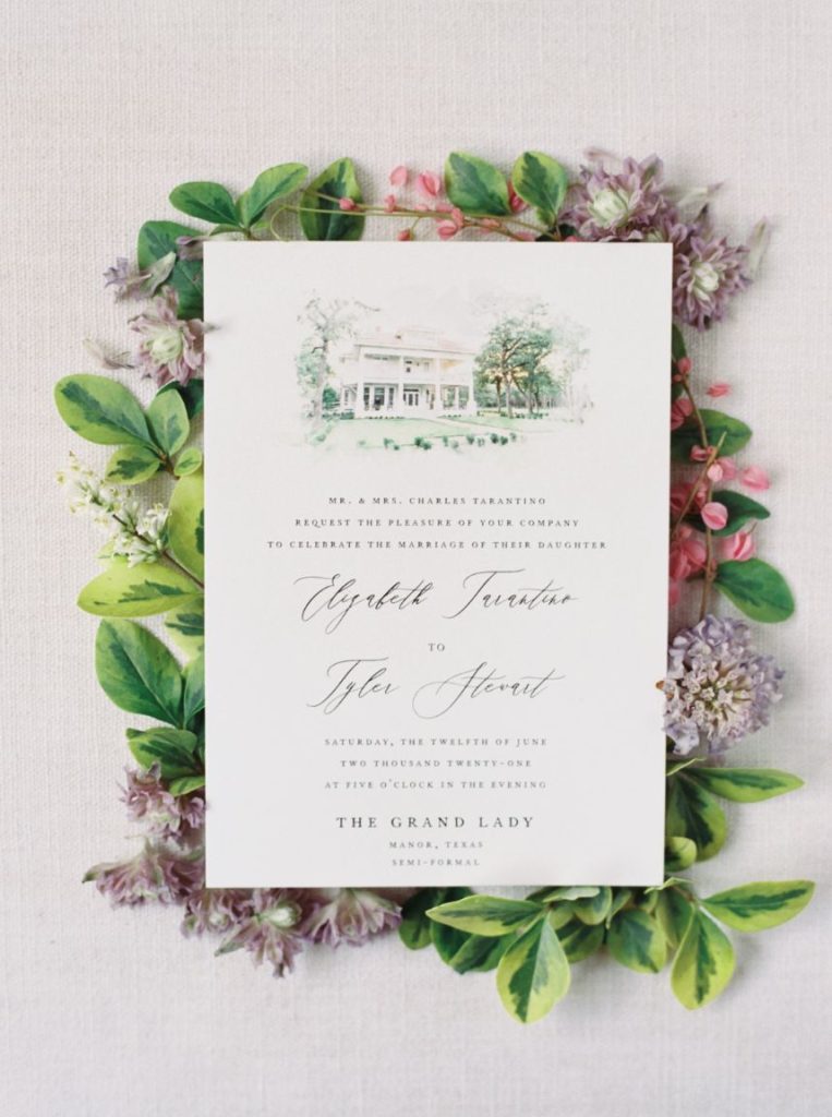 custom venue illustration invitation