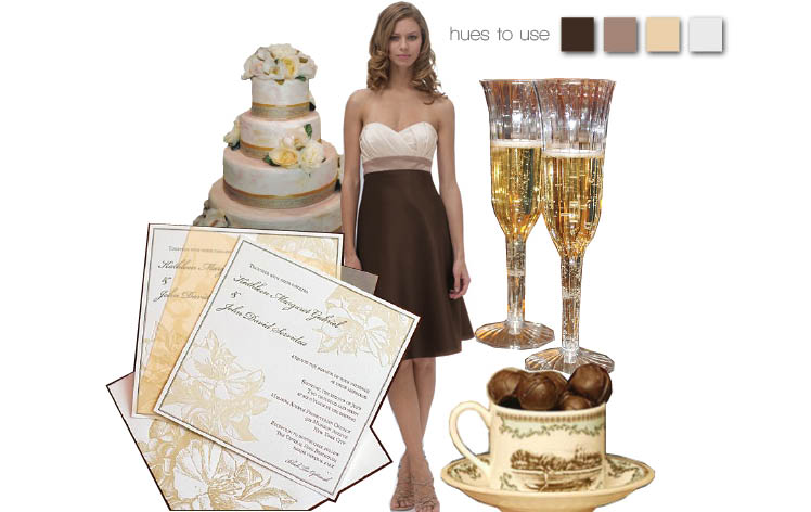 Chocolate brown and champagne wedding colors for the Texas wedding