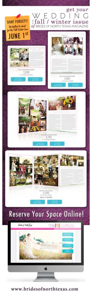 Announce your wedding in Brides of North Texas magazine