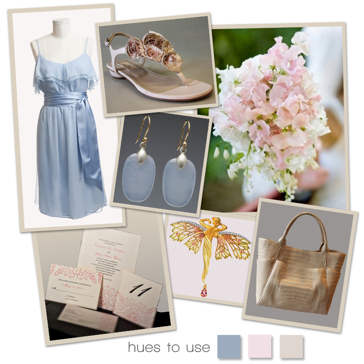 North Texas wedding colors light blue, pink and beige