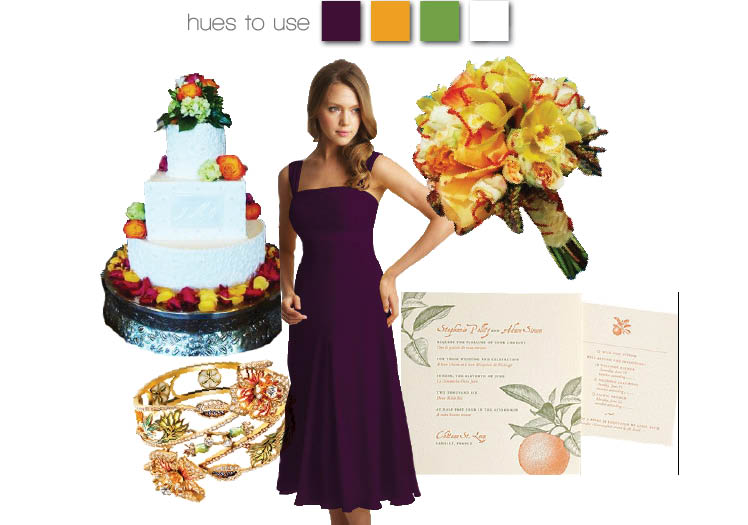 Tropic-inspired shades of purple, green and orange for a summer wedding in Texas