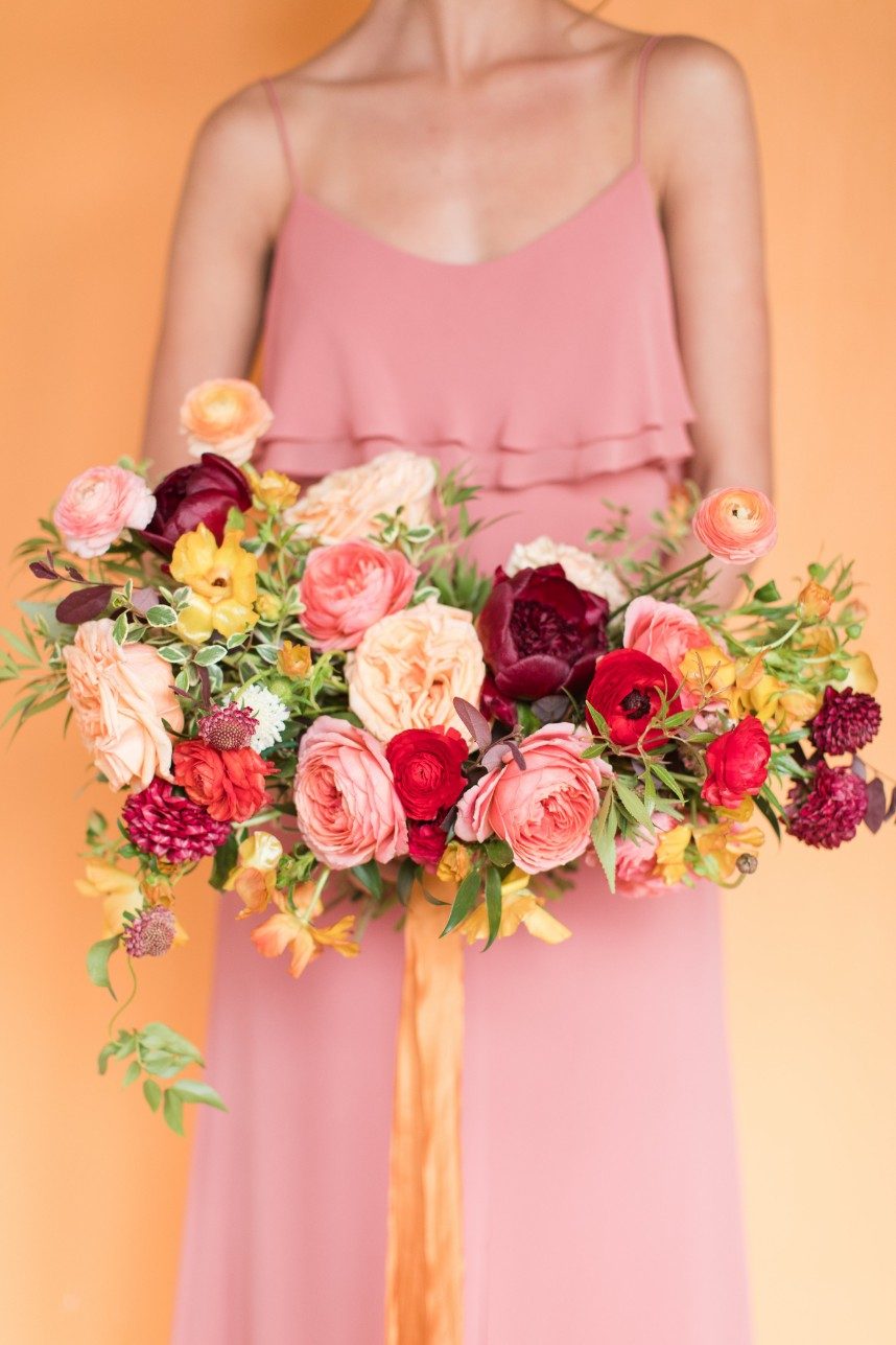 wedding details with springtime colors