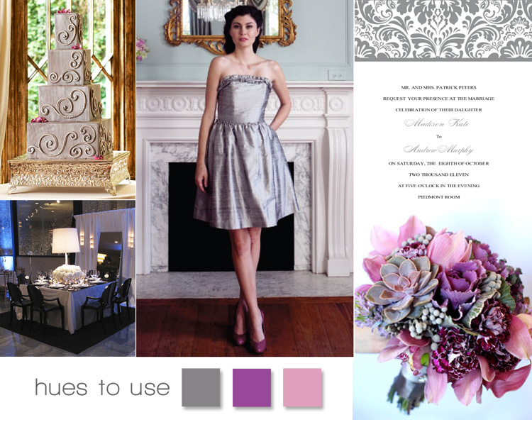 Silver, plum and raspberry wedding colors
