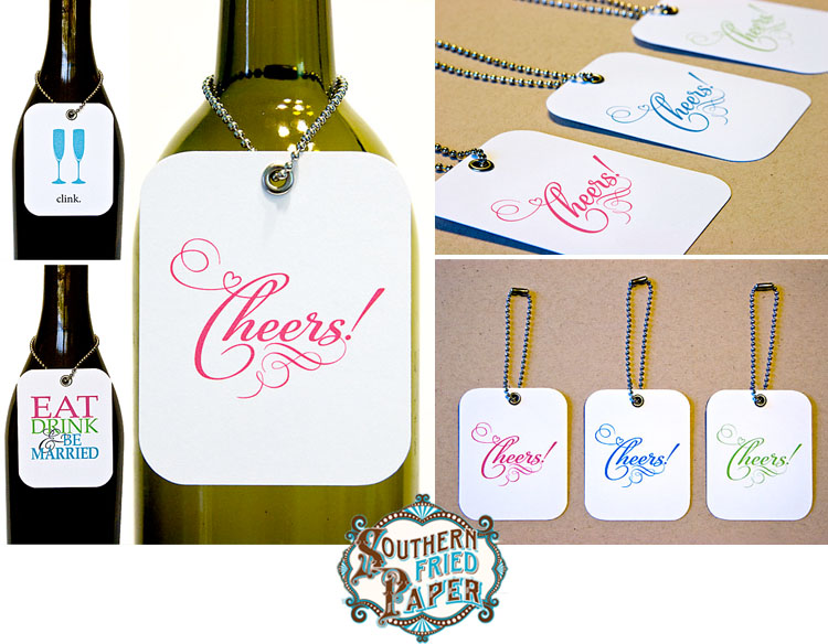 Southern Fried Paper custom wine tags - Dallas wedding invitations