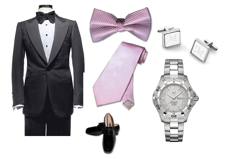 Texas groom's tuxedo, groom's Tag Heuer watch from Bachendorf's, cufflinks 