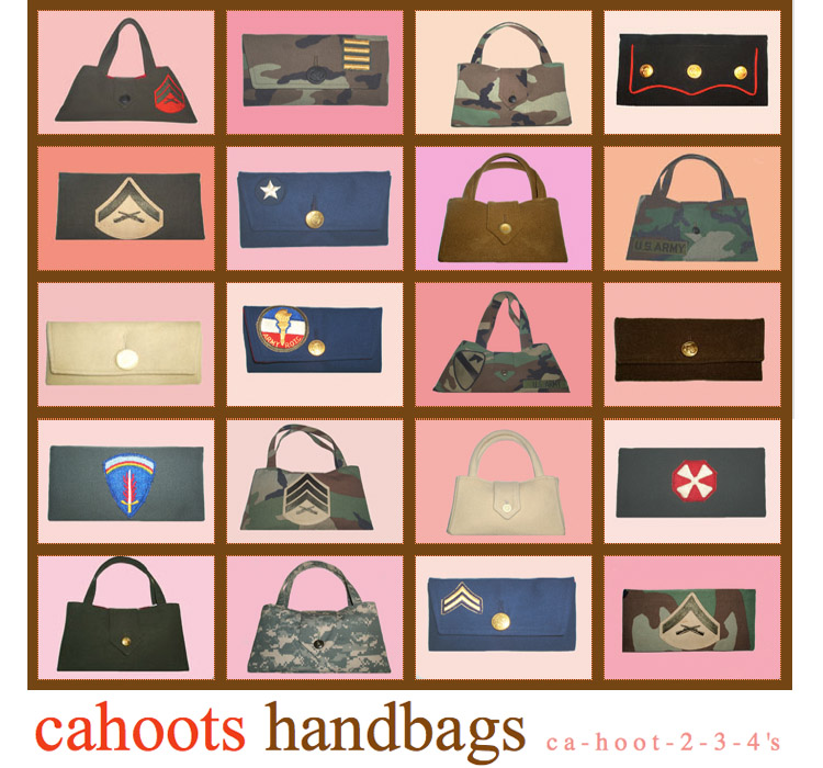 Cahoots Handbags, Military Inspired Custom Clutches