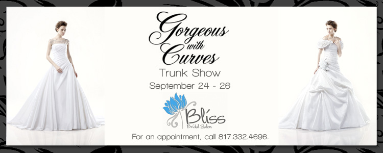 Find North Texas wedding and bridal attire-Gorgeous with Curves-at Bliss Bridal Salon in Fort Worth.