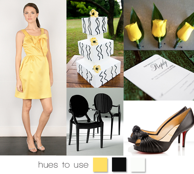 wedding colors - black, white and yellow