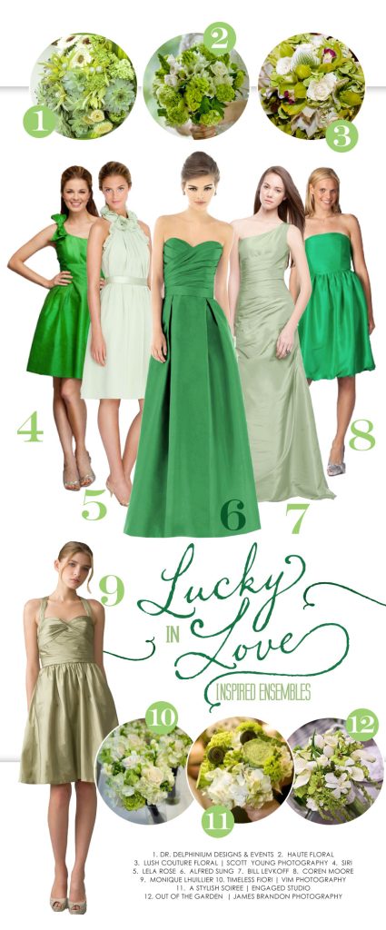 Green Texas bridesmaid dresses and wedding flowers