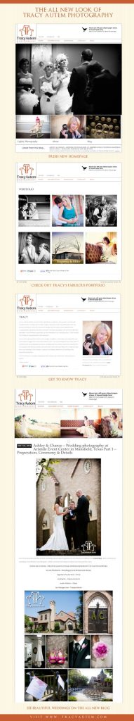 Dallas Fort Worth wedding Photographer Tracy Autem Photography's new website