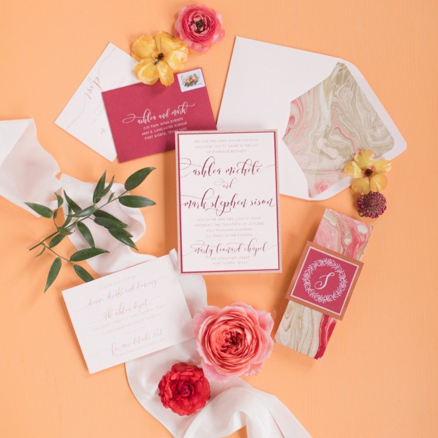 wedding details with springtime colors