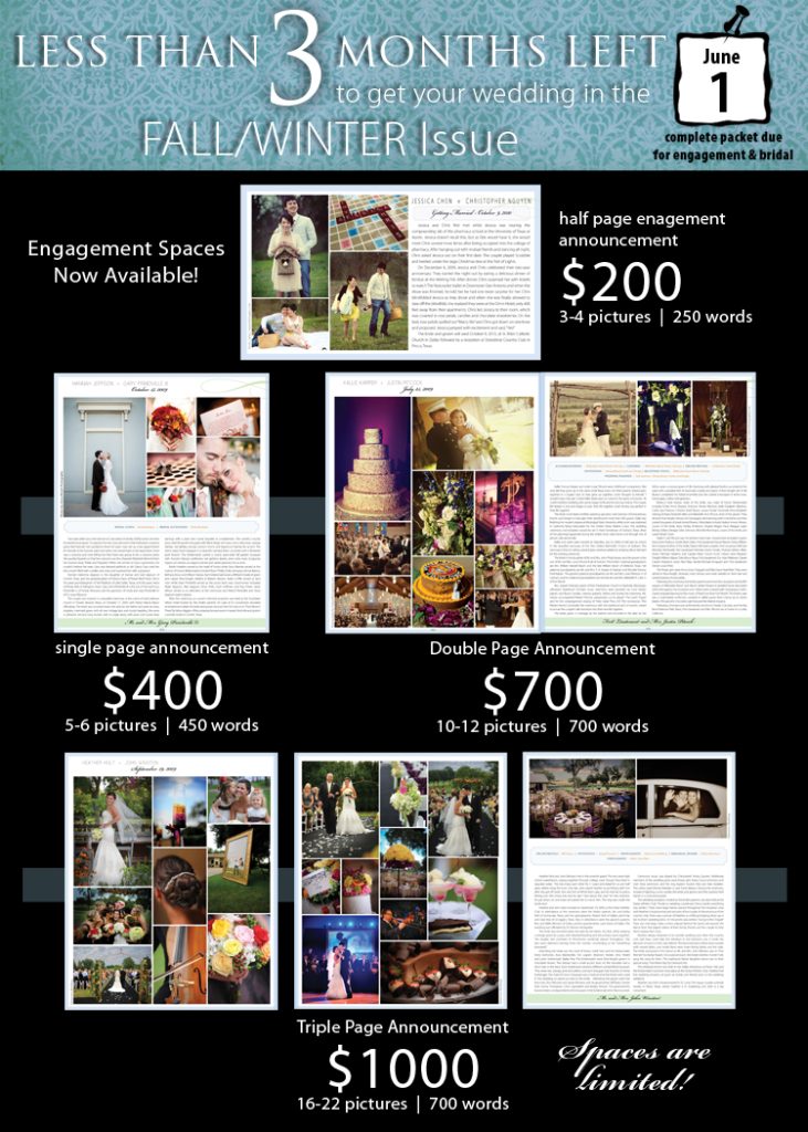 Announce your wedding in Brides of North Texas magazine