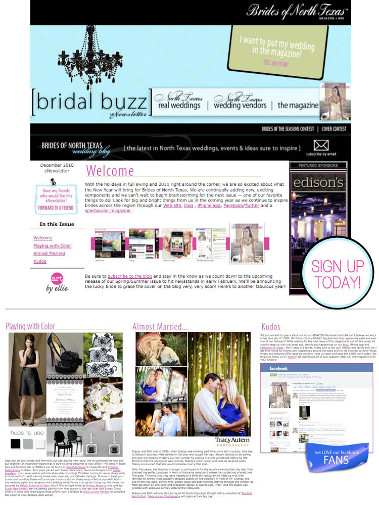 Sign up for the Brides of North Texas monthly eNewsletter!