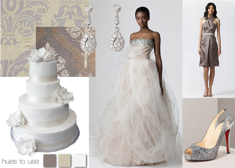 Vera Wang 2010 collection inspiration board with cake from Dallas Affaires in Texas