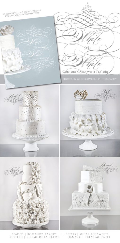 White on white wedding cakes from DFW wedding cake bakers