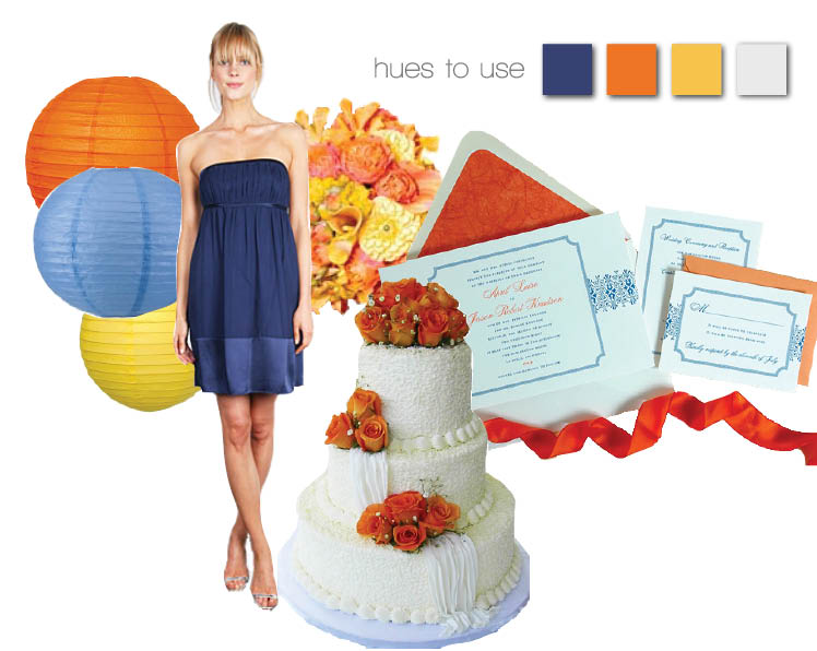 Blue and orange wedding color combinations for Texas brides
