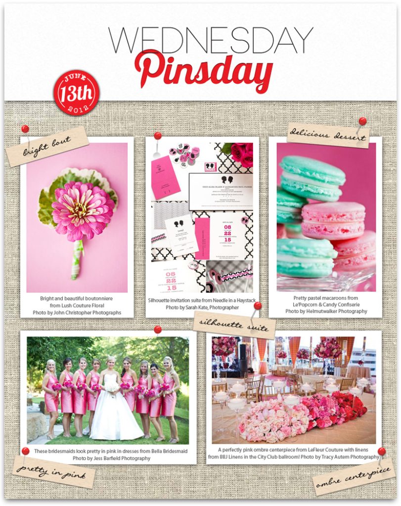 Brides of North Texas Wednesday Pinsday featuring pink wedding details