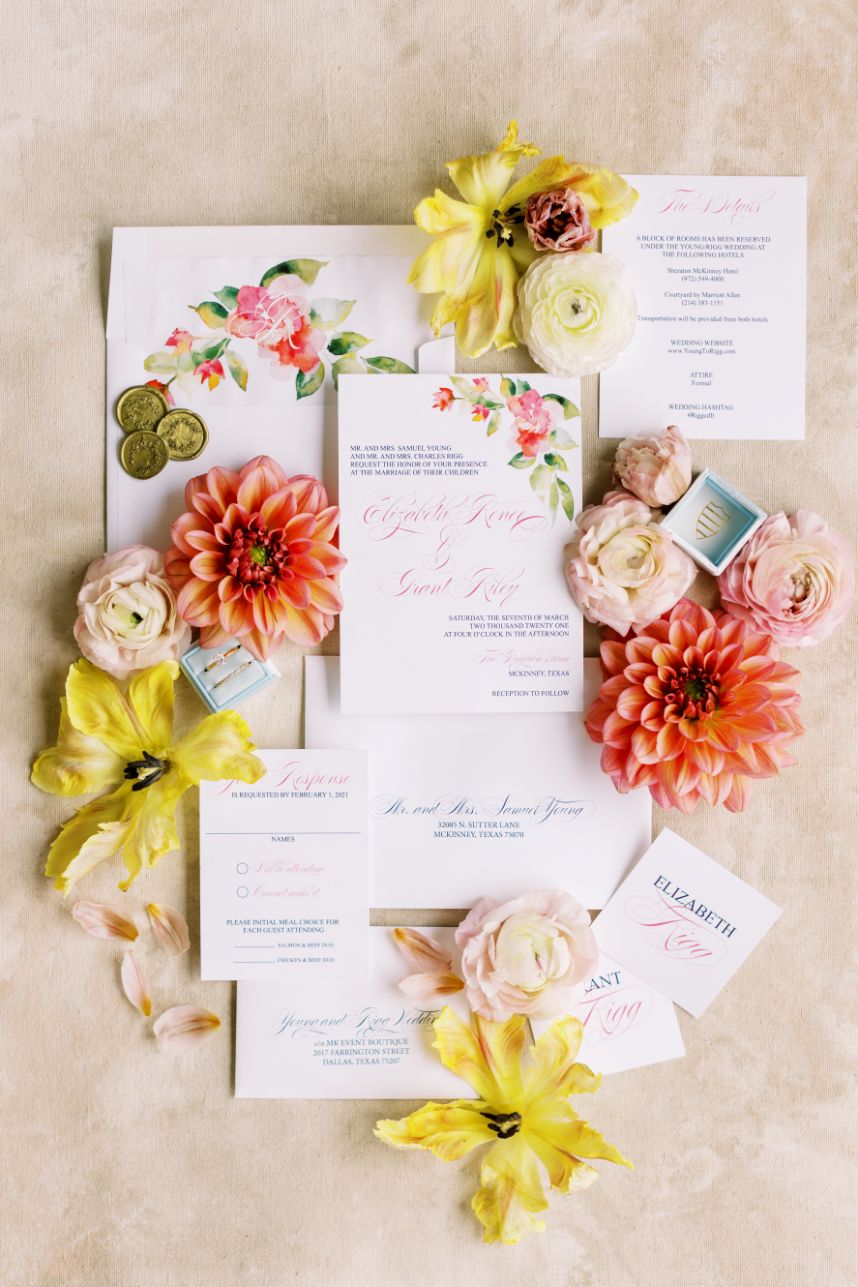 summery wedding invitation suite