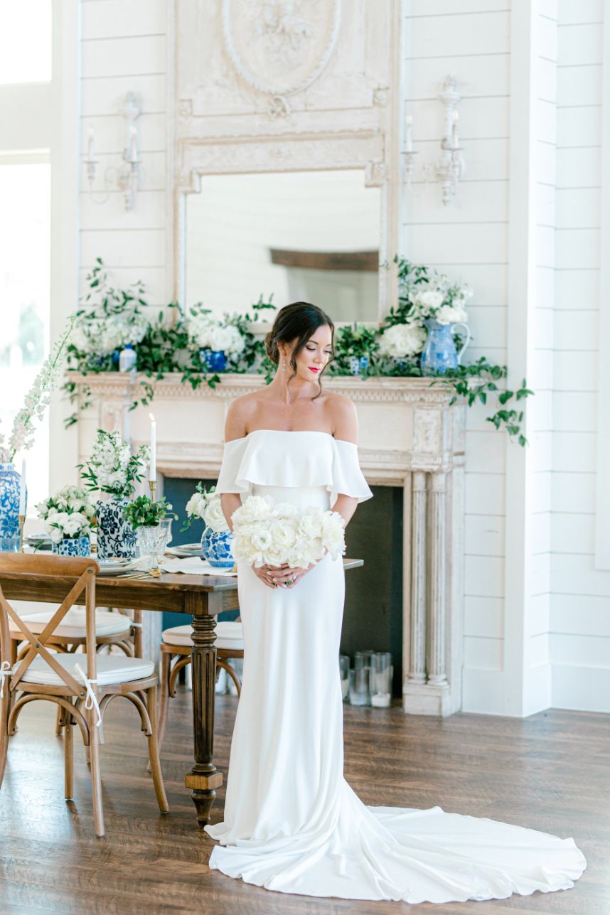 bride in front of table