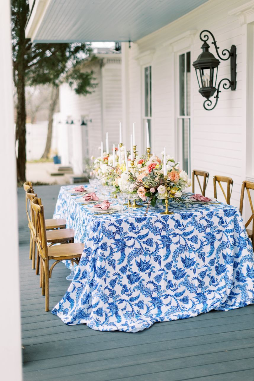 blue tablecloth