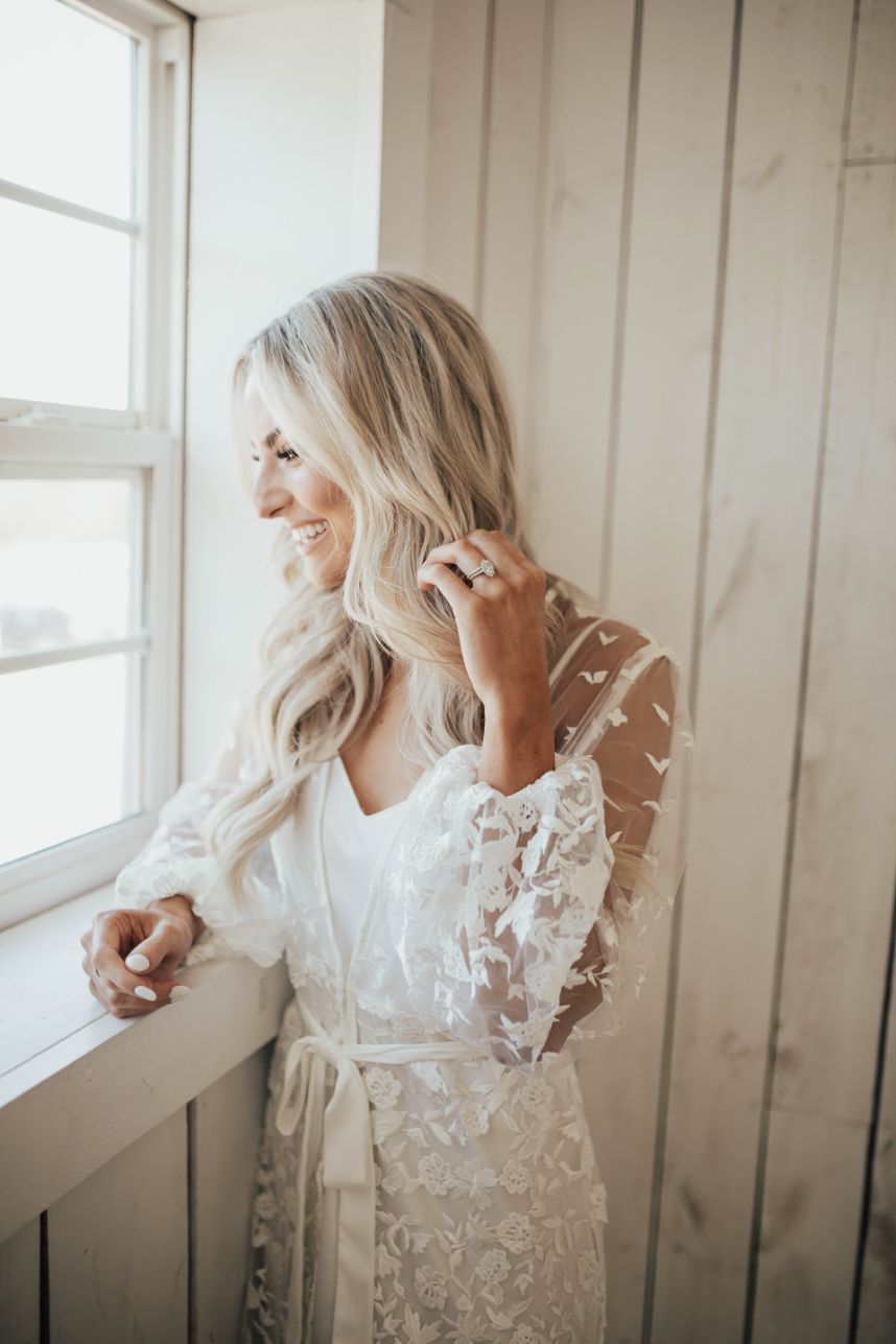 bride by a window