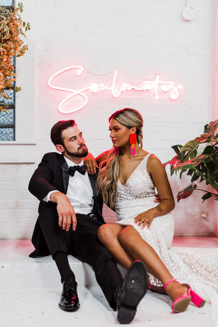 Modern Art Deco Micro Wedding Inspiration North Texas Wedding Photographer Opal & Onyx Photography North Texas Wedding Attire Bridal Gown a&be bridal shop