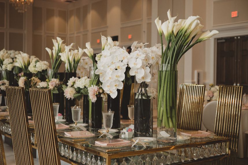white lily and orchid wedding flowers