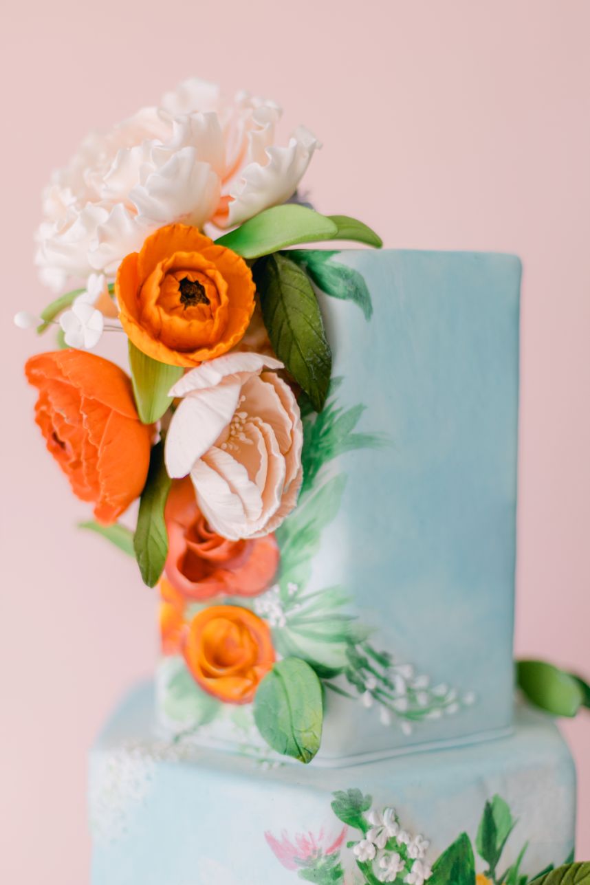 hand-painted wedding cake
