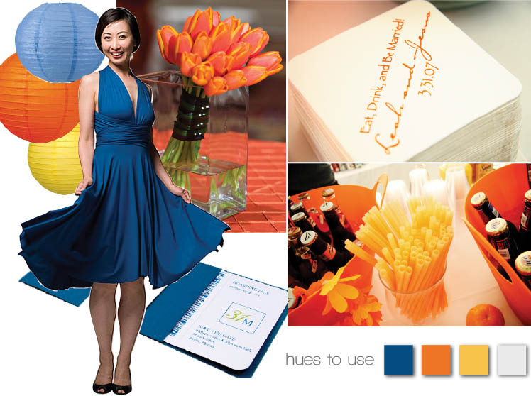 Orange and blue wedding color combination