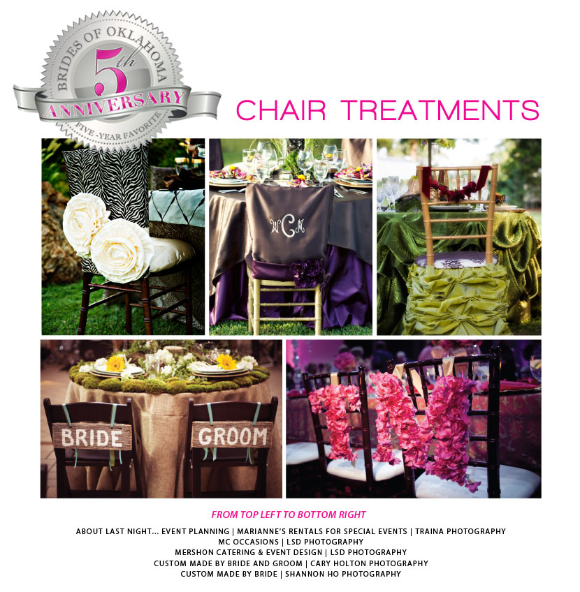 Wedding chair treatments and chair covers
