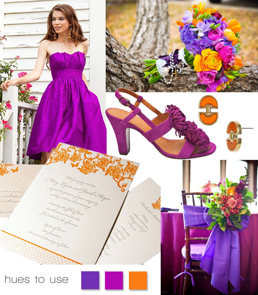Purple, orange and fuchsia wedding inspiration