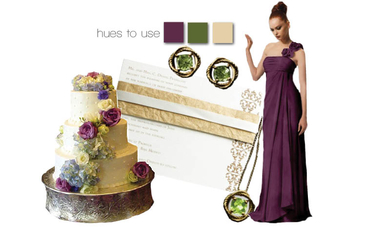 Oklahoma wedding colors — purple, green and gold