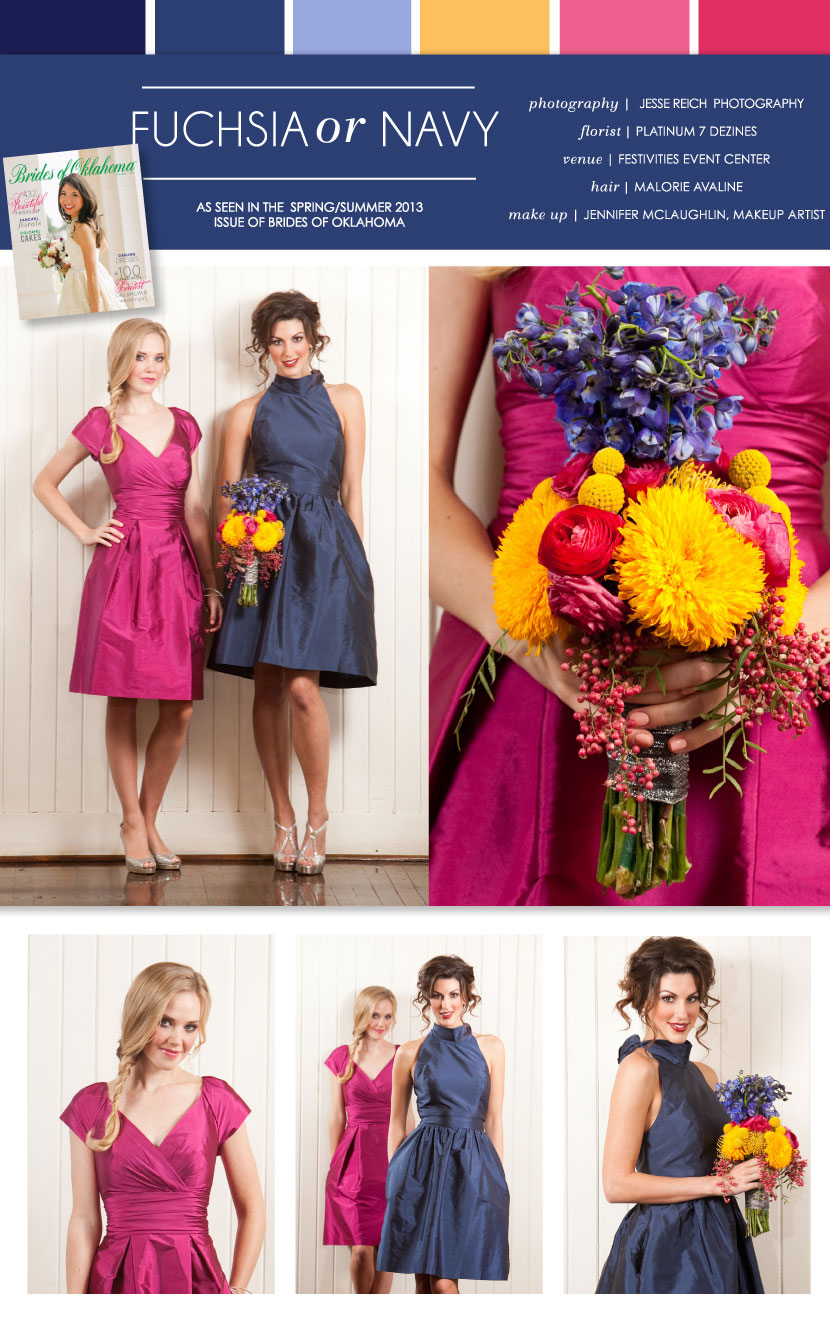 Pretty Pairings  Fuchsia Or Navy Bridesmaid Dresses - Wed Society Oklahoma