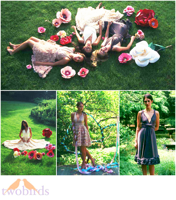 Two Birds bridesmaid dresses available at Meg Guess Couture in Oklahoma City