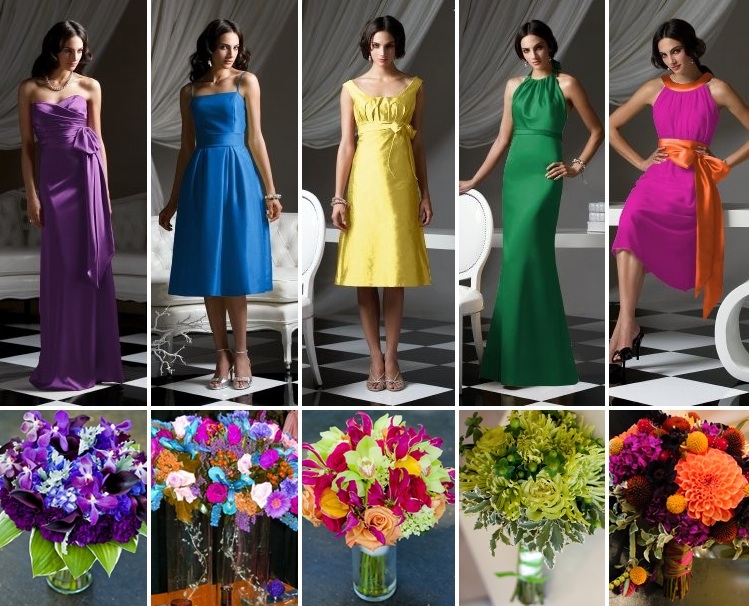 Dessy Collection paired with bouquets from The French Bouquet, Uptown Marketplace and Cole Dewey Designs